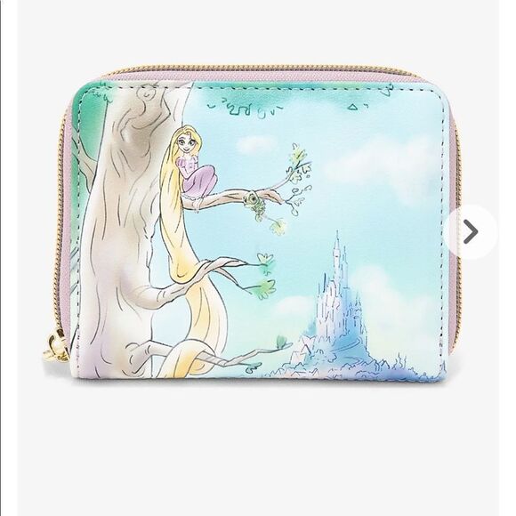 Loungefly Disney Tangled Illustration Rapunzel Tree Mini Zip Wallet NWT - Picture 1 of 5